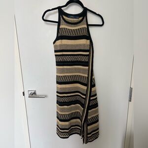 Polo Ralph Lauren Black and Tan Striped Knit Dress